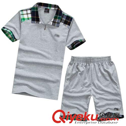 運動、休閑套裝 2015新款情侶運動服套裝男士夏季短袖t恤大碼短褲跑步服 運動套裝