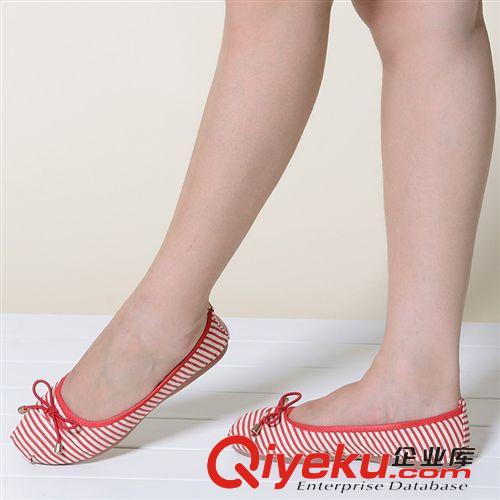 2015女士專區(qū) 2015春夏款蛋卷輕便隨身攜帶女鞋女士帆布平跟小條紋單鞋廠家直銷原始圖片3