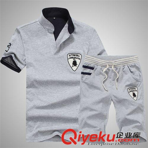 2015新款休閑褲 2015運動休閑套裝男夏季 新款男式短袖t恤青少年韓版短褲棉麻公牛原始圖片3