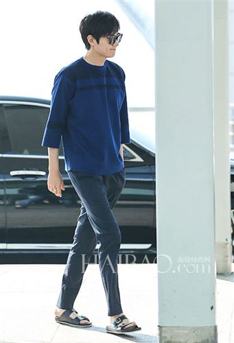 男裝 2014新款  李敏鎬權志龍明星同款 機場街拍純棉七分袖