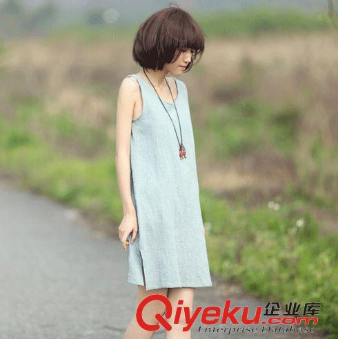 大碼女裝 2015夏裝新款文藝亞麻中長裙女裝休閑寬松顯瘦無袖森女棉麻連衣裙原始圖片3