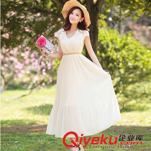 連衣裙 2015新款女裝夏季韓版修身無袖雪紡連衣裙子氣質(zhì)夏女長裙