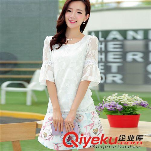 5月下期 2015夏季新款大碼女裝時尚休閑運動胖mm套裝三件套雪紡衫上衣