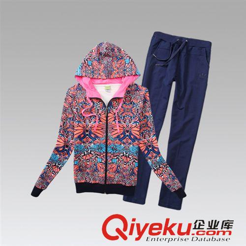 運動套裝 春秋款純棉運動休閑套裝開衫運動服女連帽運動套裝衣服+褲子原始圖片2