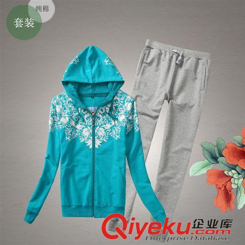 运动套装 套装 女士运动套装春秋款加肥加大棉质运动服纯棉卫衣+裤子