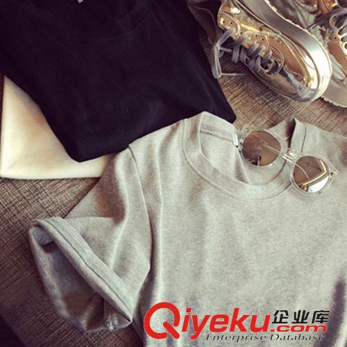 店長(zhǎng)推薦 2015夏季新款{dj2}定制打底衫圓領(lǐng)純色短袖T恤女