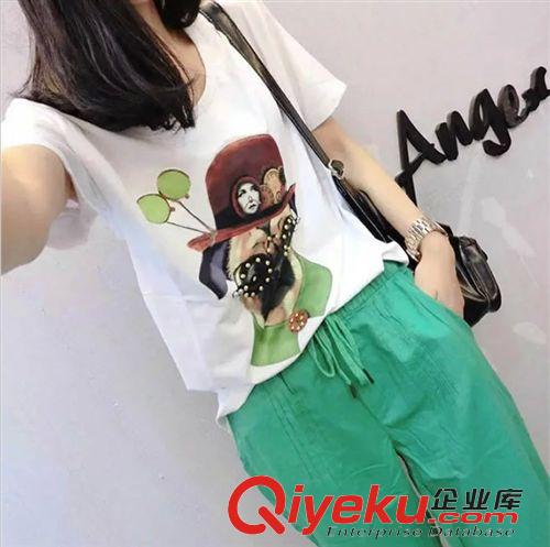 套裝類 歐洲站2015夏新款時尚女裝圓領(lǐng)短袖T恤+九分褲休閑兩件套裝女原始圖片2