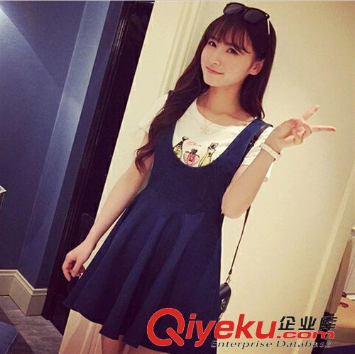 裙裝類 2015夏季新款 韓國甜美氣質大擺牛仔無袖修身連衣裙女裝好質量原始圖片3