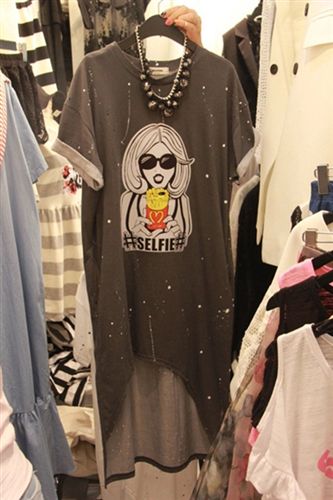 韓國東大門同款 韓國東大門代購夏季韓版前短后長連身裙女短袖印花中長款連衣裙潮