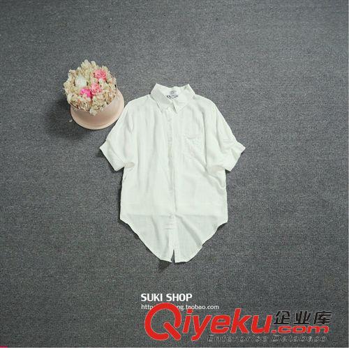 SU KI 夏季韓新品女裝純色上衣寬松顯瘦中袖襯衣百搭簡約鏤空襯衫原始圖片3