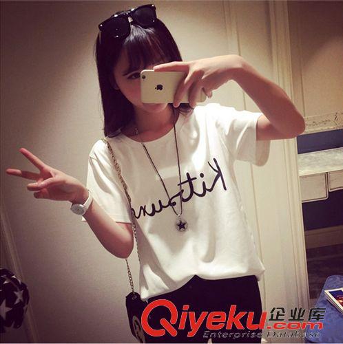 哚啦 {dj2}定制 2015年韓國新款學院風時尚寬松字母短袖T恤女套頭T