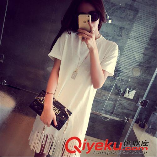 6DU 2015夏季新款韓國純色修身百搭流蘇修身顯瘦短袖T恤女 好質量原始圖片2