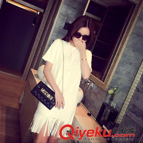 6DU 2015夏季新款韓國純色修身百搭流蘇修身顯瘦短袖T恤女 好質量原始圖片3