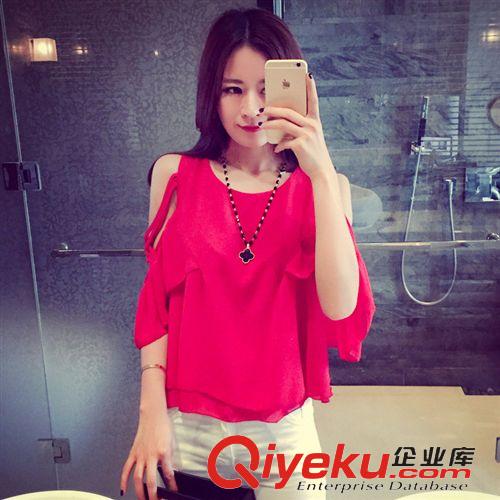 6DU 歐美2015夏裝新款韓國A型兩穿百變褶皺蛋糕層層上衣女