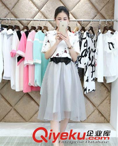 5月新款更新 2015夏裝新款 韓版女裝蝴蝶結(jié)蓬蓬裙上衣顯瘦修身套裙女