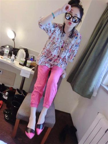 999 歐洲站2015夏新款女裝大碼真絲幻彩印花上衣+麻九分褲套裝女原始圖片2
