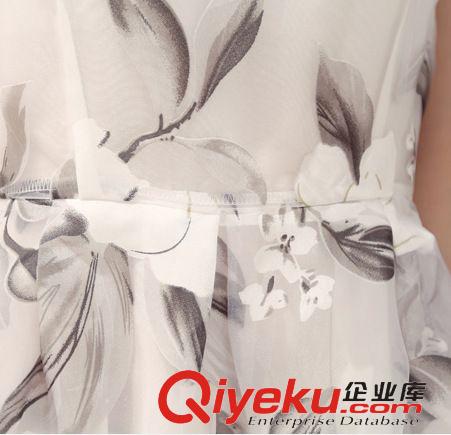 999 韓系連衣裙2015歐根紗連衣裙夏季印花中裙新款氣質(zhì)無袖仙女裙子潮原始圖片3