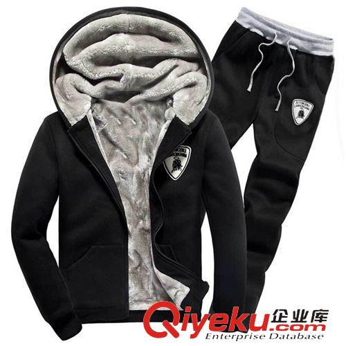 棉衣 外貿(mào)男士外套男裝秋冬裝韓版潮加絨連帽情侶棒球衣服運(yùn)動(dòng)休閑套裝原始圖片2