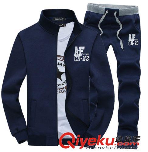 套裝 春秋款男士韓版運動休閑袖標開衫衛衣 情侶衛衣套裝外套 tz02原始圖片2