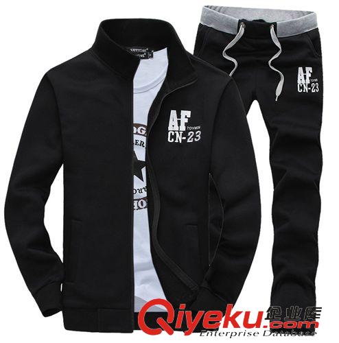套裝 春秋款男士韓版運動休閑袖標開衫衛衣 情侶衛衣套裝外套 tz02原始圖片3