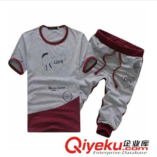 男士套裝 新款男士夏季韓版修身潮短袖七分褲套裝男T恤學生衣服班服TZ10