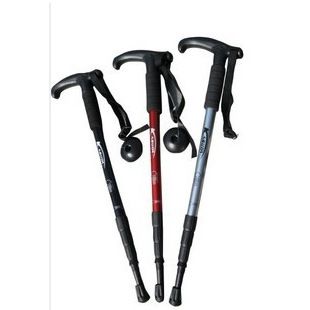 服飾配件 戶外彎柄T型 四節(jié) 登山杖手杖 6061鋁材 拐杖 超輕