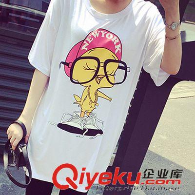 曼莎爆款推薦 五一出行必備 2015新款女裝可愛鴨子中長款寬松短袖T恤女 好質量原始圖片2