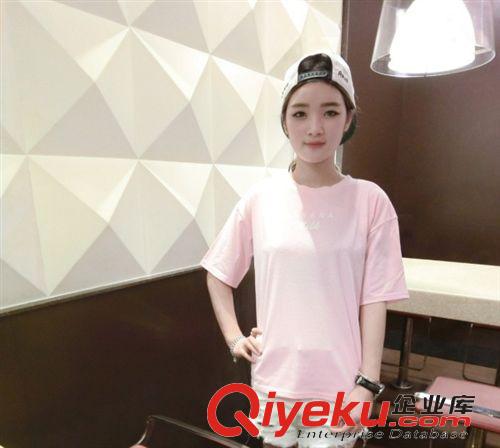 曼莎鎮廠之寶 現貨批發2015夏季新款女裝學院風可愛字母閨蜜TEE短袖T恤 2色入