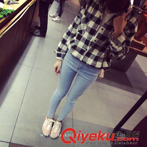 2015年4月新款 2015夏季新品韓版超美淺藍色包腳顯瘦水洗牛仔褲 女式長褲原始圖片3