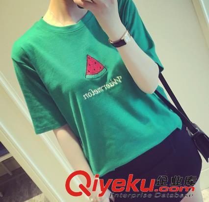 2015年3月春款 2015春季新款女裝韓版可愛(ài)西瓜印花女式短袖T恤 多色可選