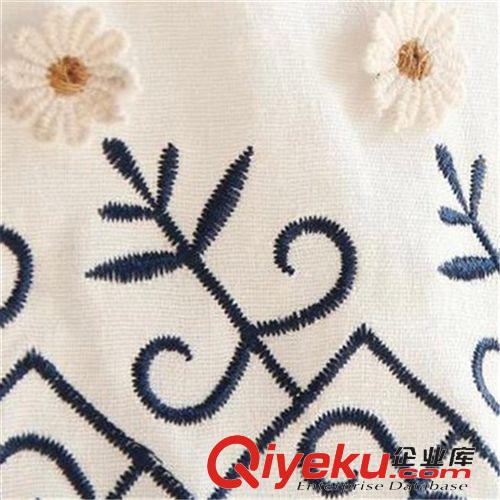 3月新款 2015新款寬松刺繡花朵學院風短袖棉麻可愛日系清新連衣裙原始圖片3
