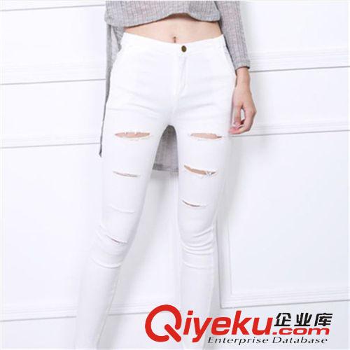 【褲子專區(qū)】 韓國打底褲女 韓版破洞打底褲彈力緊身小腳褲女褲 打底褲春夏
