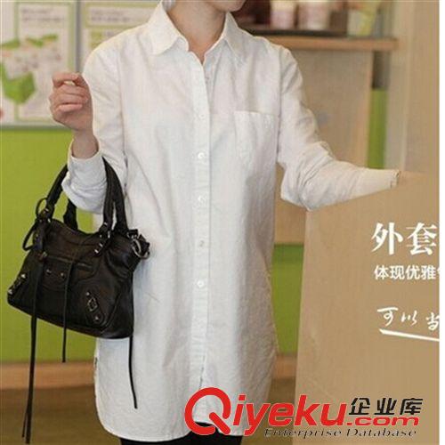 襯衫 2015春裝新款白襯衫女裝長袖韓版大碼中長款寬松休閑棉麻女士襯衣