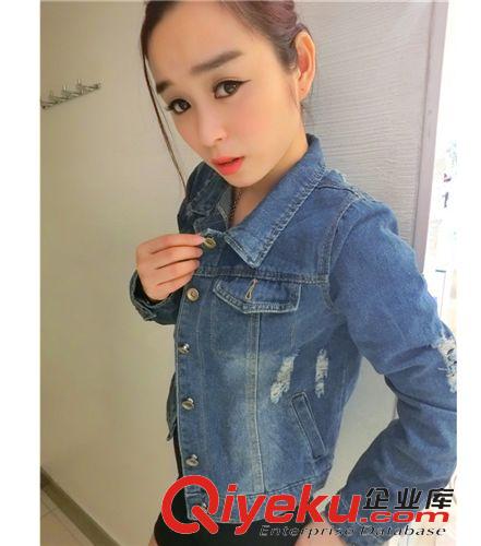 外套 2015春季新款韓版修身懷舊磨破牛仔外套短款長袖上衣女