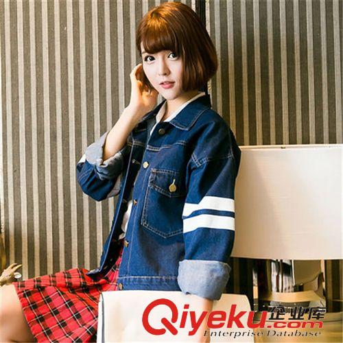 外套 2015春季歐美BF風(fēng)短款寬松后背字母印花牛仔外套女原始圖片3