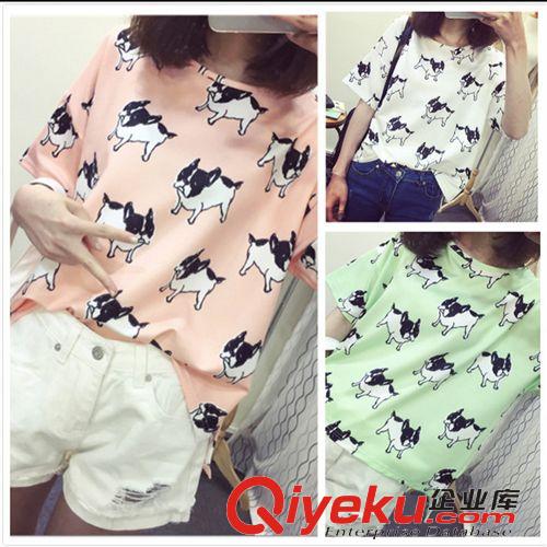 【上衣專區(qū)】 2015夏裝新品韓國東大門印花羽毛球英文圓領(lǐng)短袖寬松內(nèi)搭潮T恤 女