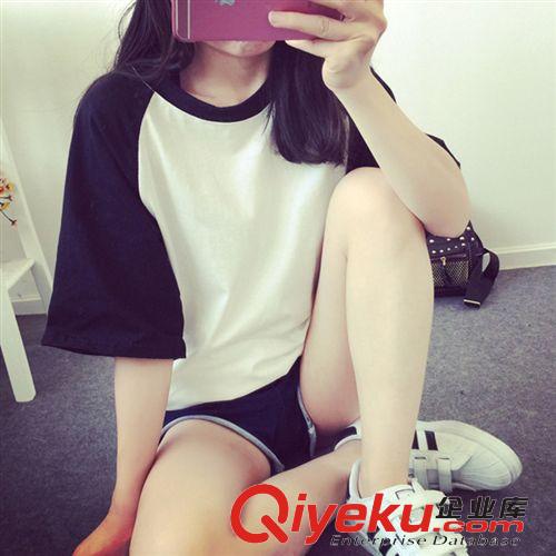 【上衣專區(qū)】 2015夏季新款學(xué)院風(fēng)經(jīng)典糖果色插肩袖寬松圓領(lǐng)好質(zhì)量短袖T恤原始圖片3