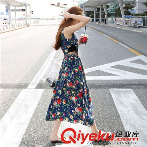 【裙類專區(qū)】 2015春夏季新品韓版小清新碎花短袖高腰雪紡連衣裙長裙沙灘裙