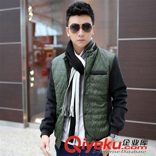 男裝 2014新品男裝熱銷撞色修身男士休閑立領(lǐng)夾克外套