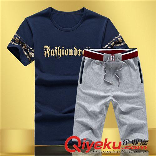 掌柜推薦 夏季男士短袖t恤青少年修身T血夏裝半袖上衣服男裝體恤套裝潮批發(fā)原始圖片2