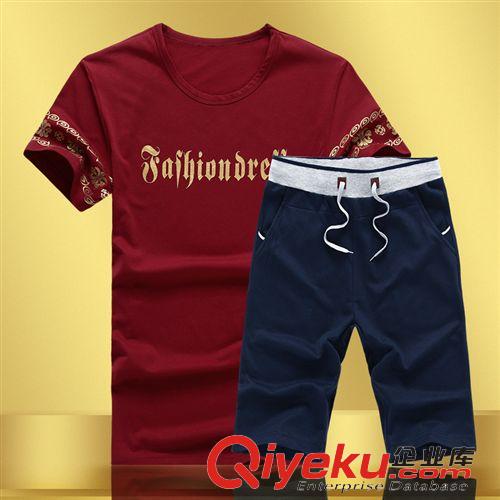 掌柜推薦 夏季男士短袖t恤青少年修身T血夏裝半袖上衣服男裝體恤套裝潮批發(fā)原始圖片3