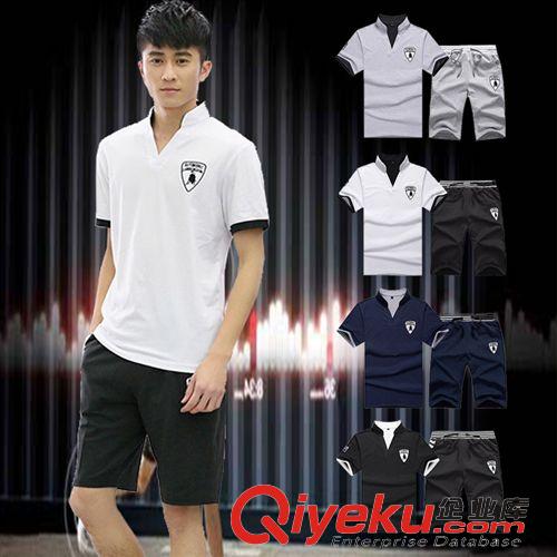 運(yùn)動(dòng)套裝 男式休閑套裝夏季短袖運(yùn)動(dòng)套裝韓版青年學(xué)生T恤運(yùn)動(dòng)服 微信代理