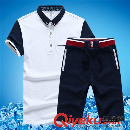 運(yùn)動套裝 2015夏季新男式衛(wèi)衣翻領(lǐng)短袖七分褲運(yùn)動套裝男士休閑POLO領(lǐng)運(yùn)動服原始圖片2