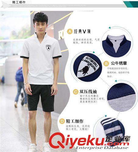 運動套裝 男式短袖運動套裝跑步健身服2015夏季新款男士加大碼休閑衛(wèi)衣套裝