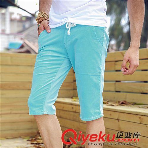 褲子 2015夏新款男裝休閑褲男 潮流男士中褲男式修身時(shí)尚拼接七分褲原始圖片2