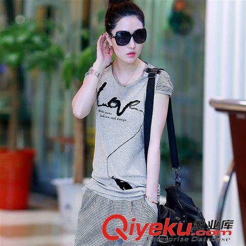 實拍專區(qū) 2015運動套裝女夏韓版圓領(lǐng)運動服女款夏季短袖套裝原始圖片3