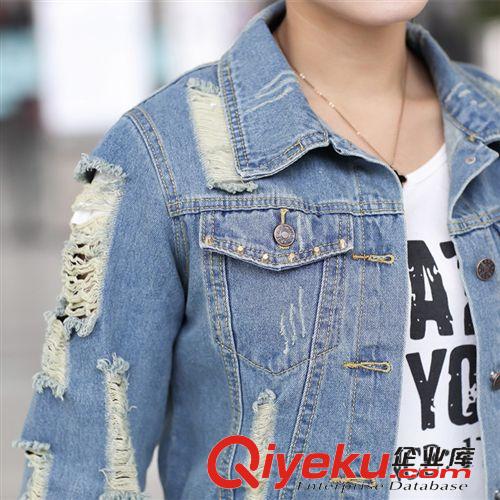 春季外套 2015春秋女裝新款韓版做舊藍(lán)色修身牛仔外套女短款原始圖片2