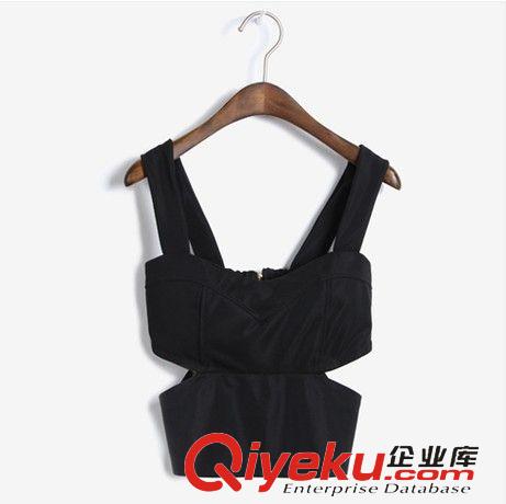 背心，吊帶，仿走光褲 夜店性感女裝韓版鏤空修身顯瘦短款胸衣露臍裹胸吊帶背心夏原始圖片2