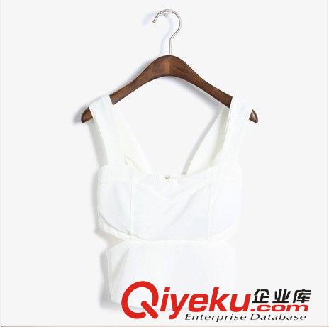背心，吊帶，仿走光褲 夜店性感女裝韓版鏤空修身顯瘦短款胸衣露臍裹胸吊帶背心夏原始圖片3