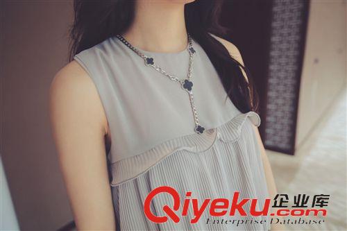 2015.4.12 2015夏季新品甜美公主范百褶木耳邊多層雪紡背心連衣裙短裙
